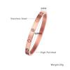 Htpwe Stainless Steel Printed Love Four-leaf Clover Bracelet Women 18k Gold Plated Couple Holiday Gift Bracelet Party Zircon