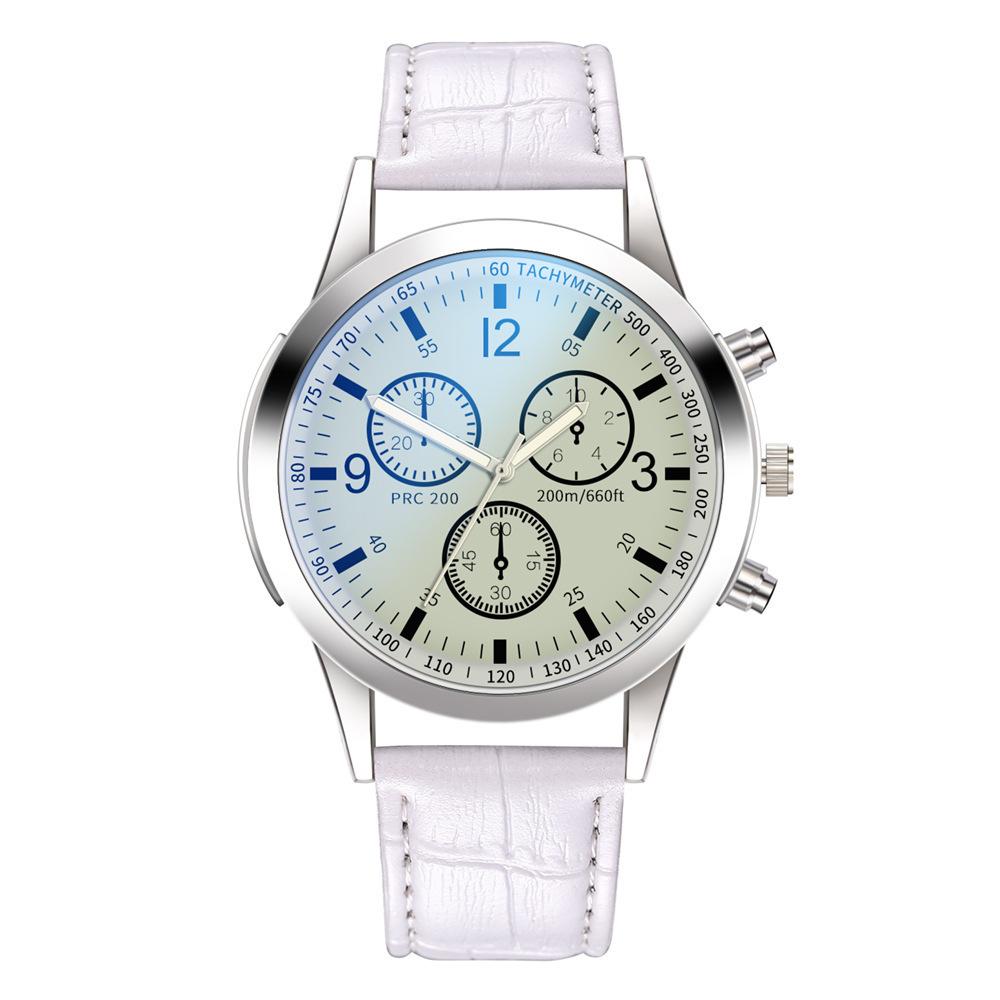 Colorful Blue Light Glass Three-Eye Steel Belt Watch, Men'S Quartz Watch Gift Men'S Watch