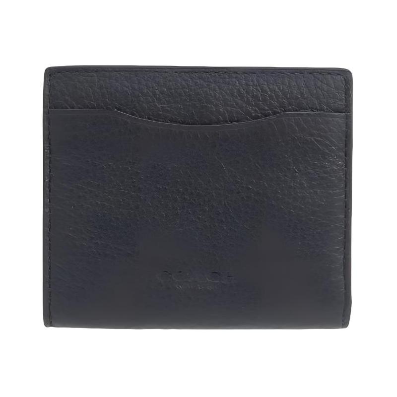 COACH Solid color embossed logo leather wallet men s black black чёрный