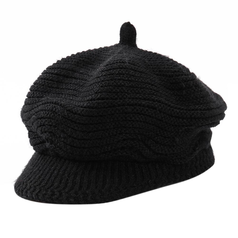 Women Knitted Cap Peaked Octagonal Beret Cap Fashionable Winter Autumn Hat