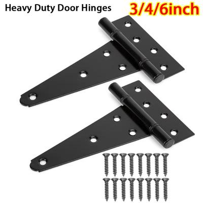 3/4/6inch Door Hinges Heavy Duty Rustproof T Shaped Door Hinges with Screws Metal Wrought Hardware