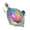 Rainbow Solar Quartz Gemstone Handmade 925 Sterling Silver Pendant 3.15" O0E73