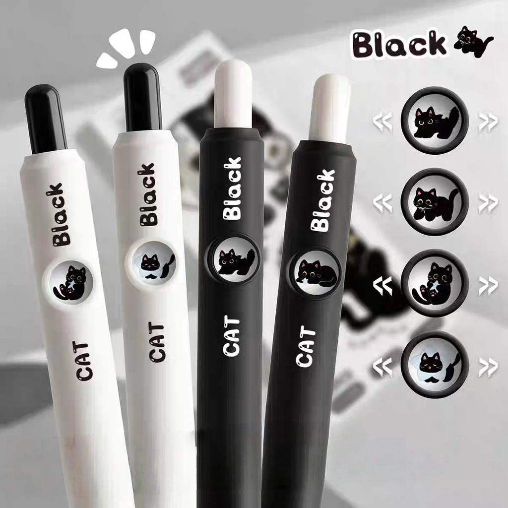 4Pcs Cute Cat Gel Pens 0.5mm Fast Drying Anti-Fading Smooth Writing Ideal for Students Office Notebooks Back-To-School Gift