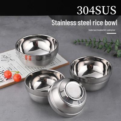 304 Stainless Steel Double-Layer Insulated Rice & Soup Bowl for Kids