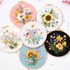 Flower Embroidery kit, Floral Patterns for Beginners, with Hoops, Embroidery Cloth, Needles, Embroidery Thread and Other Tools