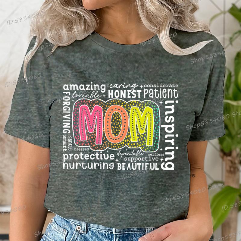 Retro Mutter Mode Lässige Oberteile Geschenk für Mama Lustige T-Shirts Muttertag Klassische Oberteile Mom Life Aufgedrucktes T-Shirt Damenbekleidung