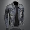 Neuer Stil mit Reißverschluss, Motorrad-Jeansjacke, Jacke, Herren-Revers-Jeansjacke, Trend Retro