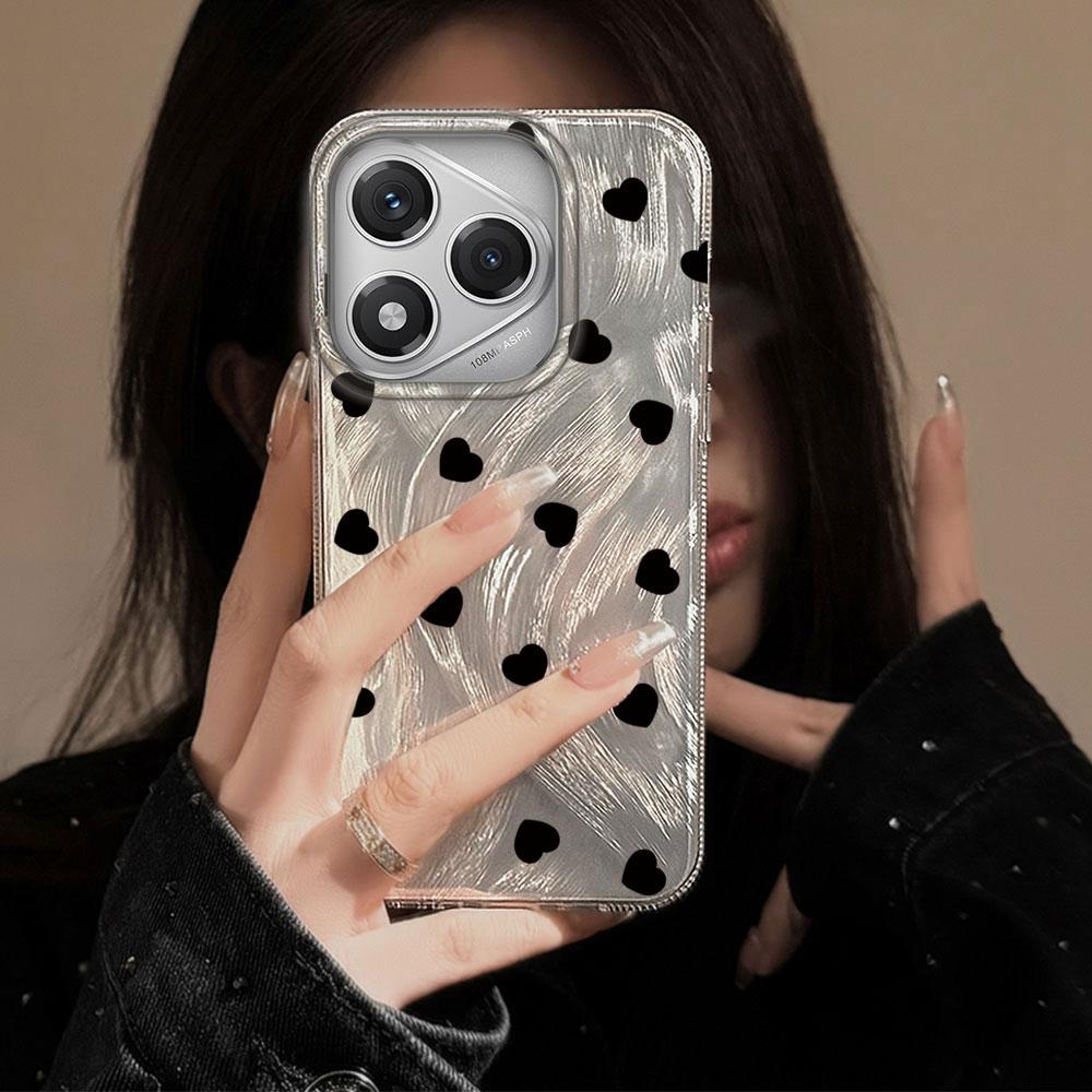 Black Full Screen Love Phone Cases Phone Case for Honor 400 200 Pro Magic 7 5 Lite X9a X9c X8a X8b Shell Silicone Back TPU Cover