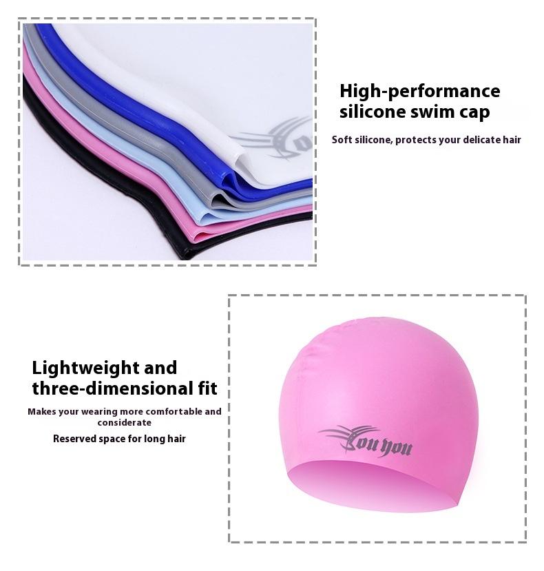 Professional PU Silicone Swimming Cap Set for Men Women Comfortable Waterproof Adult Non-Tightening Swim Cap