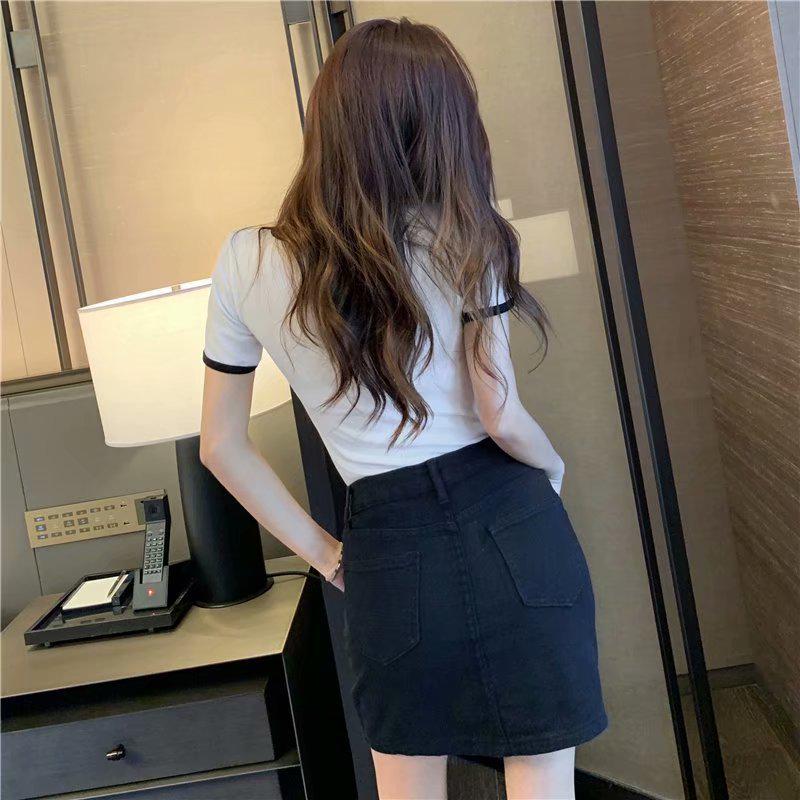 Plus Size Denim Midi Skirt - High Waist Casual Spring/Summer A-Line Bodycon Skirt for Women