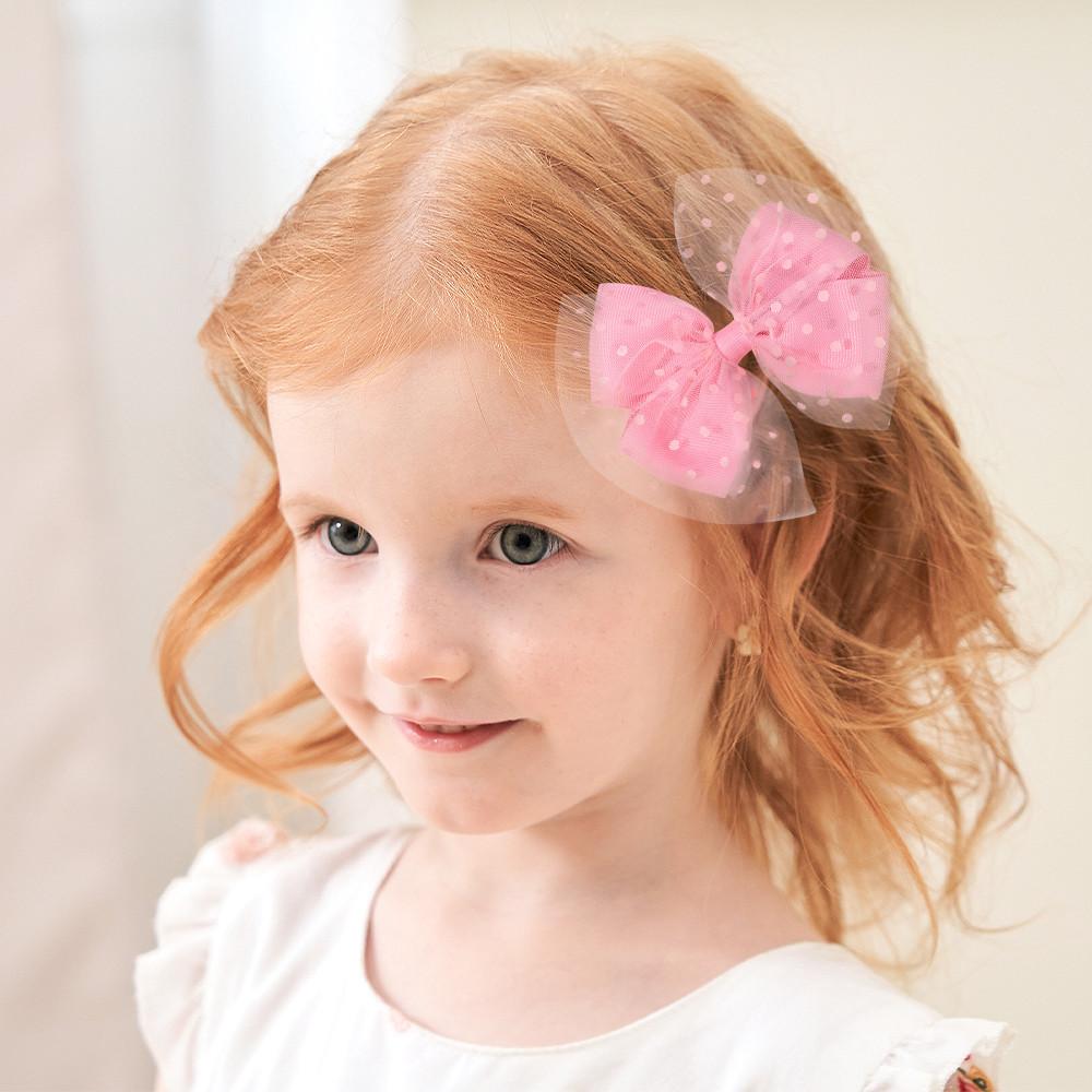 2 Pack Organza Hair Bows Clips for Girls, Non-Slip Kids Hair Accessories Cute Princess Hairpins (2025 New)