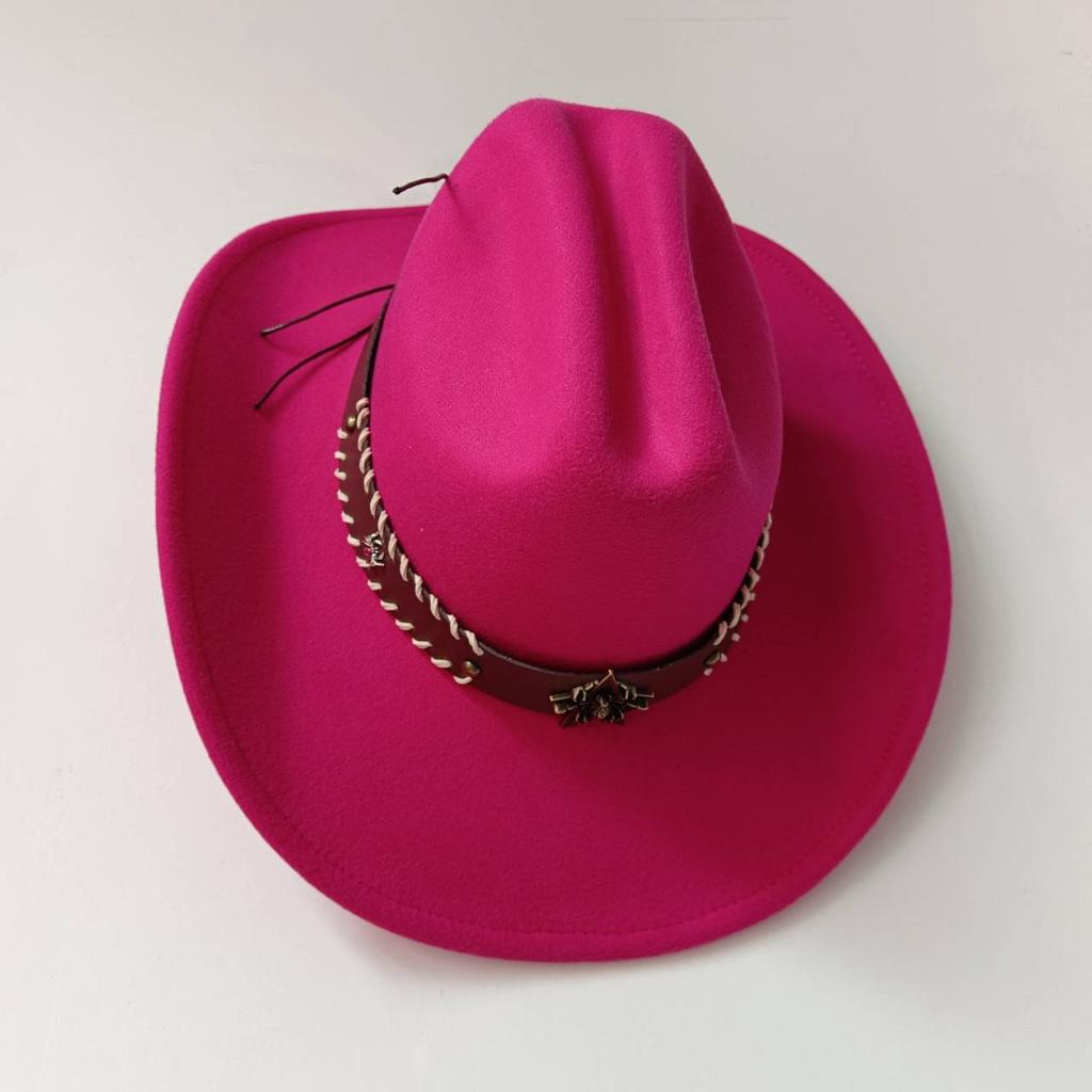 Cowboyhut Kuhkopf-Accessoires Cowboyhut einfarbiger Filzhut Herren und Damen großer Rand Outdoor-Hut Ritterhut