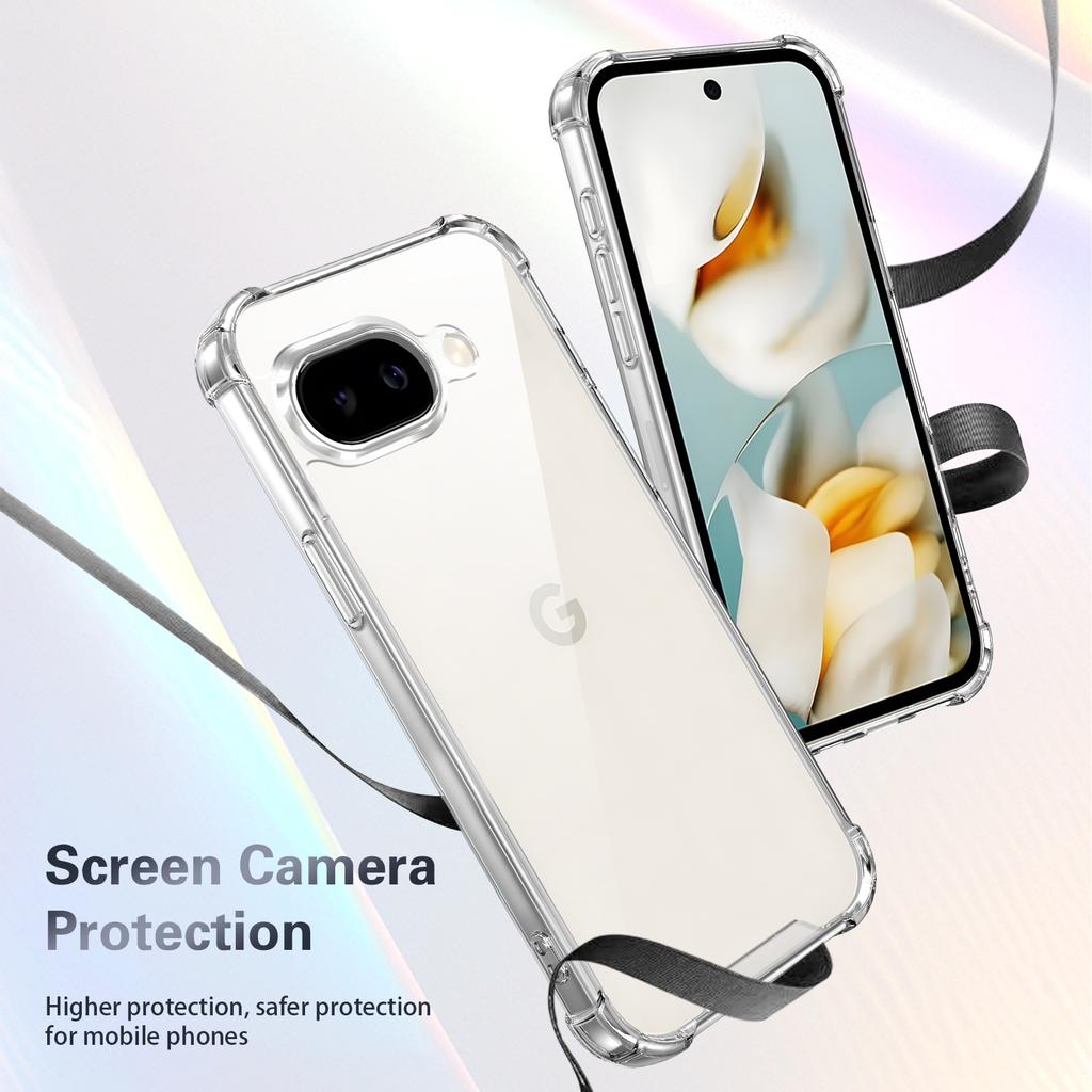 For Google Pixel 9a Case TPU PC Transparent Phone Cover with Airbag Corner Protection