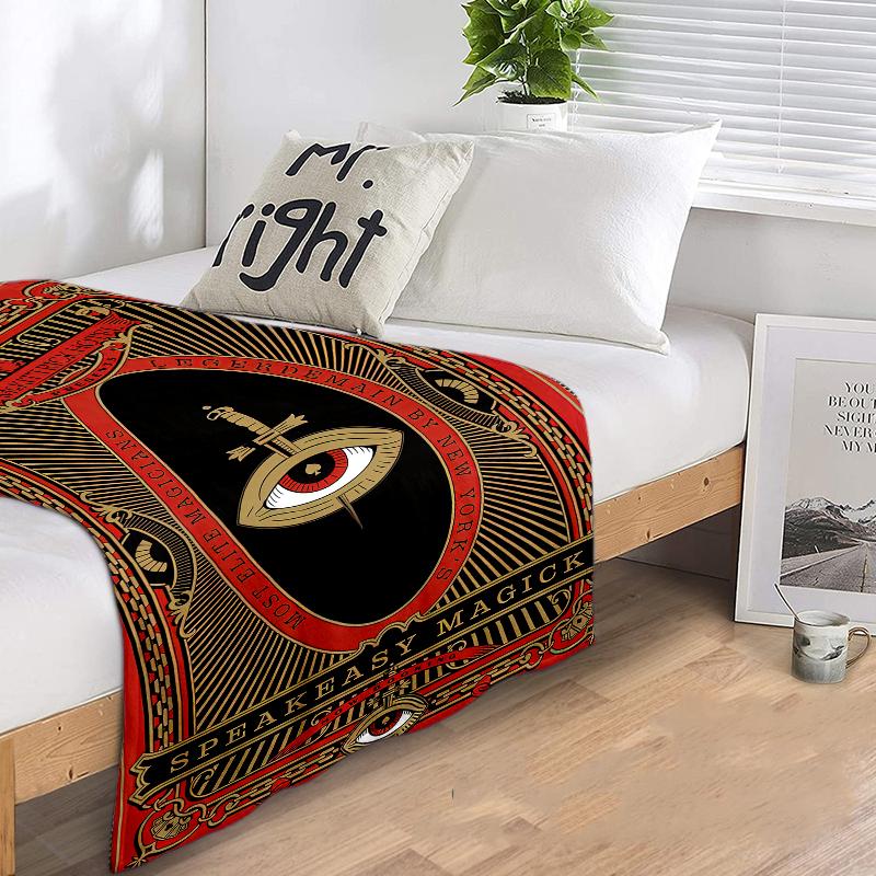1PC All-Seeing Eye theme printed blanket, all season lightweight home office outdoor nap multifunctional blanket A9