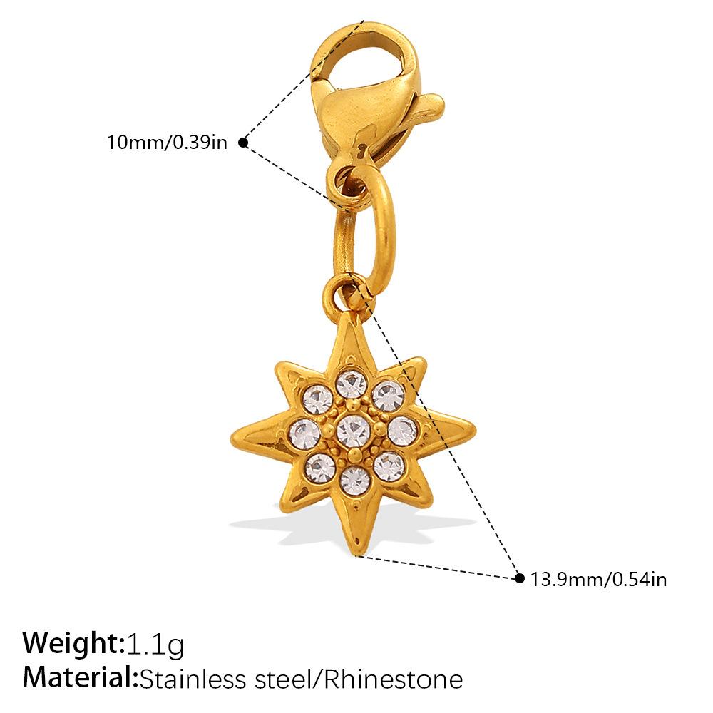 Fashion Light Luxury Diamond Star Moon Sun Lobster Buckle Pendant Stainless Steel Gold Plated DIY Versatile Accessories