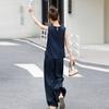 Wear blue super good-looking polka dot sleeveless top wide-leg pants set two-piece female summer