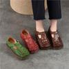 Comfortable Soft Soled Square Toe Hollow-out Sandals Genuine Leather Women's Flat Shoes