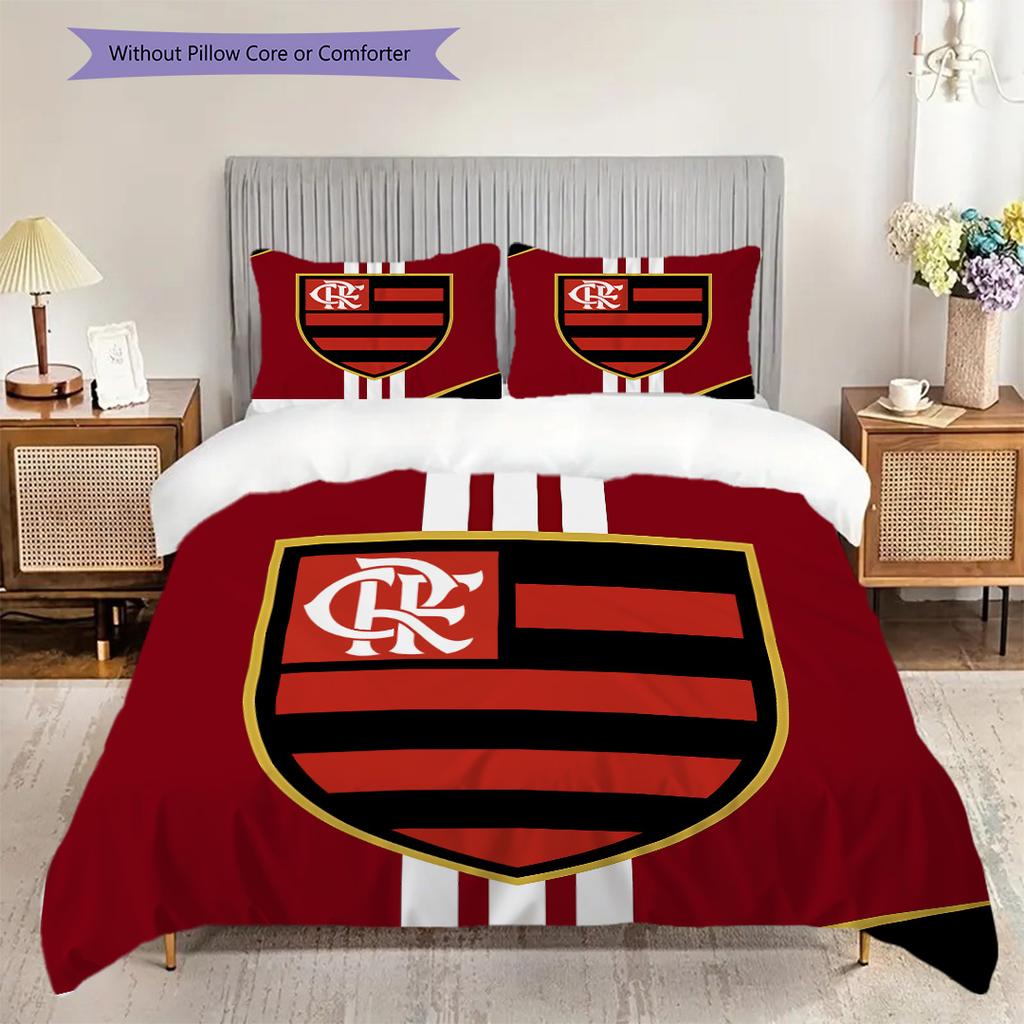 Flamengo logo Vzor Povlečení Přikrývka Sada Povlak na přikrývku Povlak na polštář Domácí dekorace Dárek k narozeninám (1 * povlak na peřinu + 2 * povlak na polštář, bez jádra)