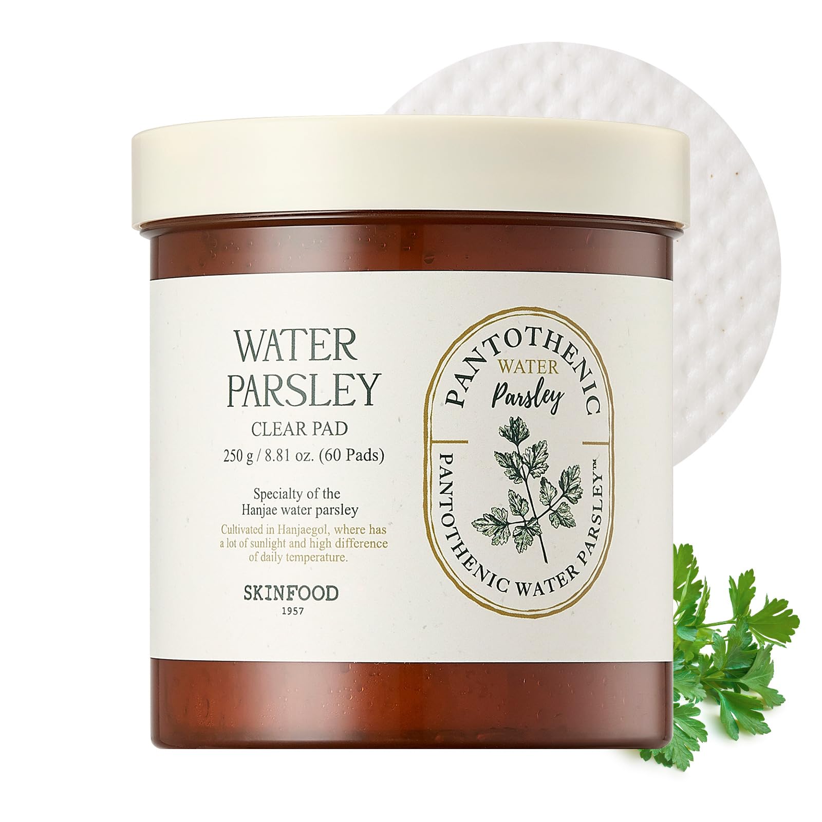 

SKINFOOD Water Parsley 60 Pads Water Parsley Clear Toner Cleansing Korean Partial Face Mask Pads, 250g, (Pantoten Pads), Pads, Lotion, Skincare,