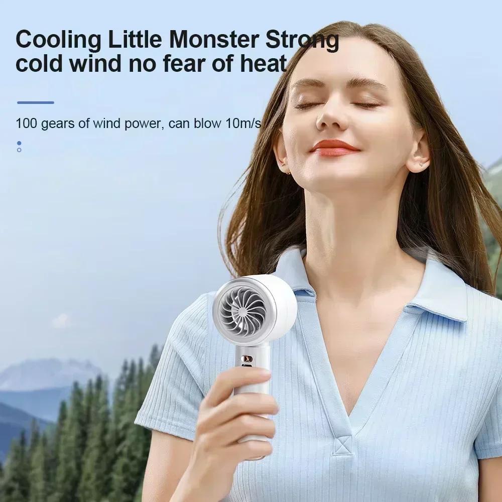High Speed Portable Turbo Fan Cooler Fan 100-Speed Adjustment High-Speed Fan Handheld Fan Mini Fan 100-Level Adjustment Amagi