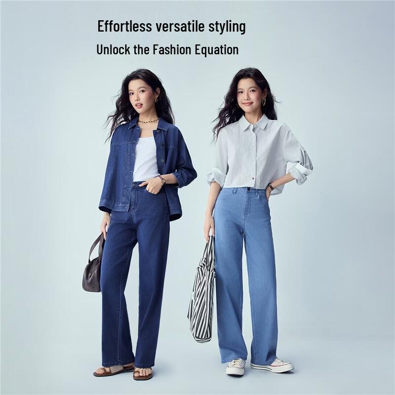 Giordano Women's Washed Straight-Leg Mid-Rise Jeans