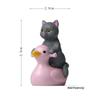 Playful Water Series: Hand-Painted Cat & Kitten Figurines on Pink Ducks for Micro Landscape Gardening