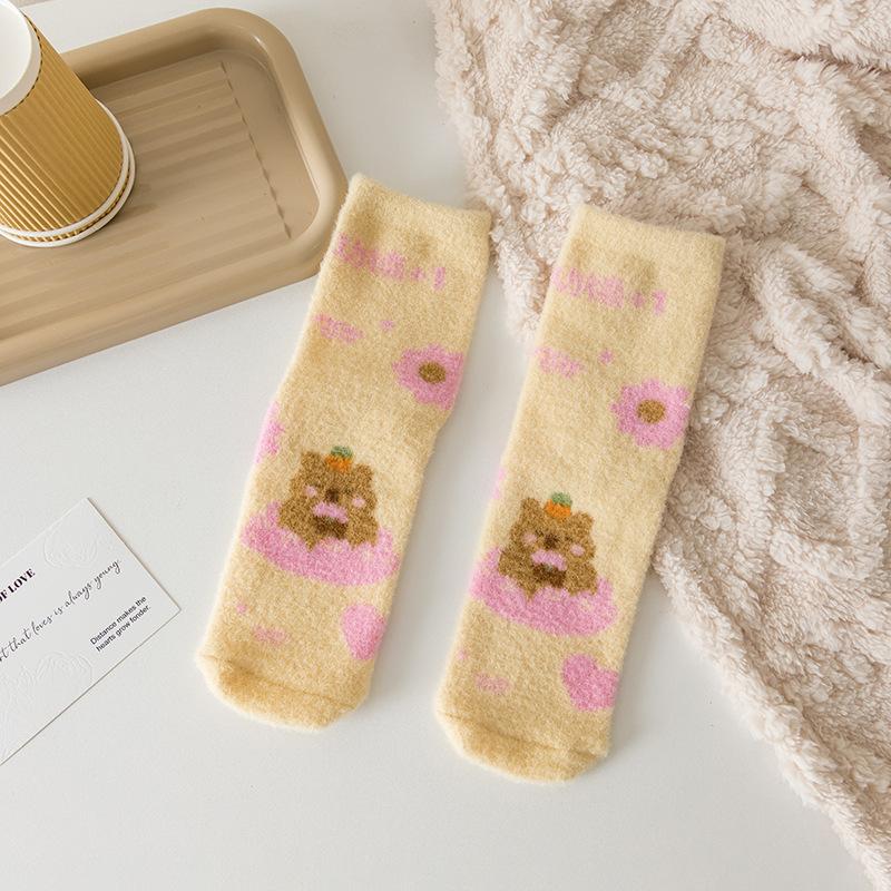 Ladies In Autumn and Winter Thickened Warm Cartoon Cute Sleeping Tube Socks