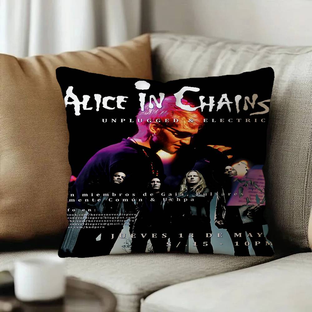 AAlice in Chains Band Cushion Cover Car Throw Pillow Case For Sofa Car Christmas Gift xcm xcm