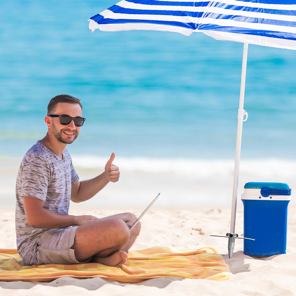 Beach Umbrella Sand Anchor No Dig Metal Umbrella Stand Heavy Duty Beach Sand Ground Anchor for Outdoor Yard Garden