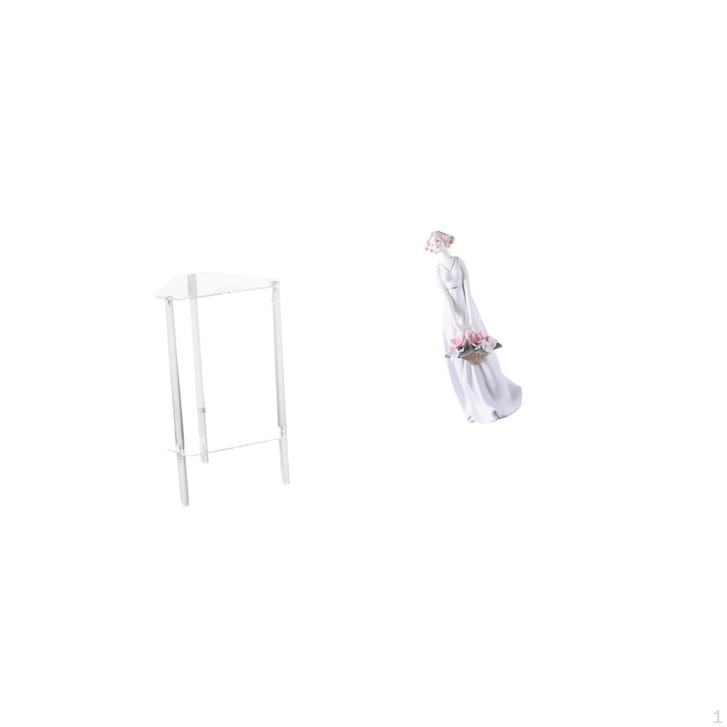 Minimalist Clear Acrylic Side Table with Ceramic Girl Figurine Porcelain Lady Statue Modern Bedside