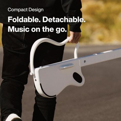 LAVA GENIE Sampler Guitar, No Strings, Hundreds of Instrument Presets, Onboard Speaker, Foldable and Detachable, White, 30.5 inches.