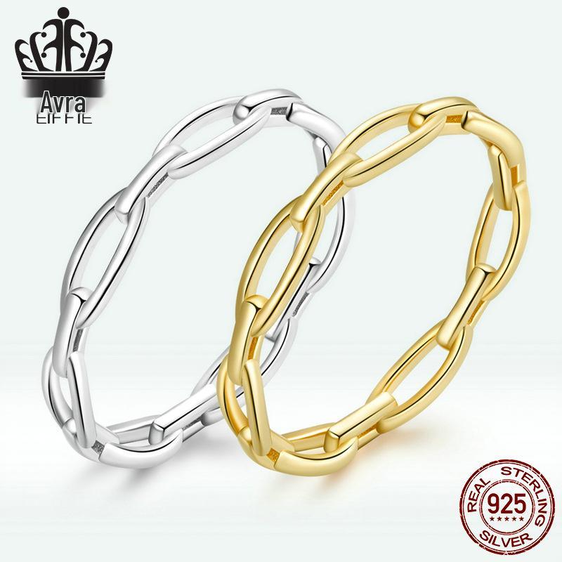 Avle European & American Hot-Selling S925 Sterling Silver Platinum-Plated Hollow Fashion Ring Bracelet for Women