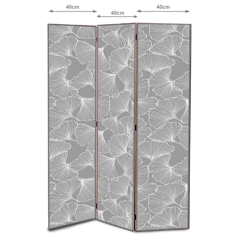 Les Trésors De Lily [A2018] - Paravent toile 'Ginkgo Biloba' gris - 180x120 cm