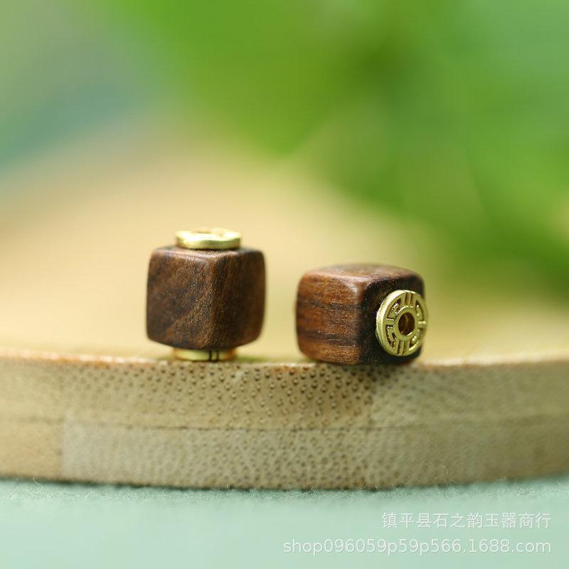 Китайский натуральный зеленый сандаловый квадратный бусины браслет - Ретро украшение в стиле Ханьфу A102