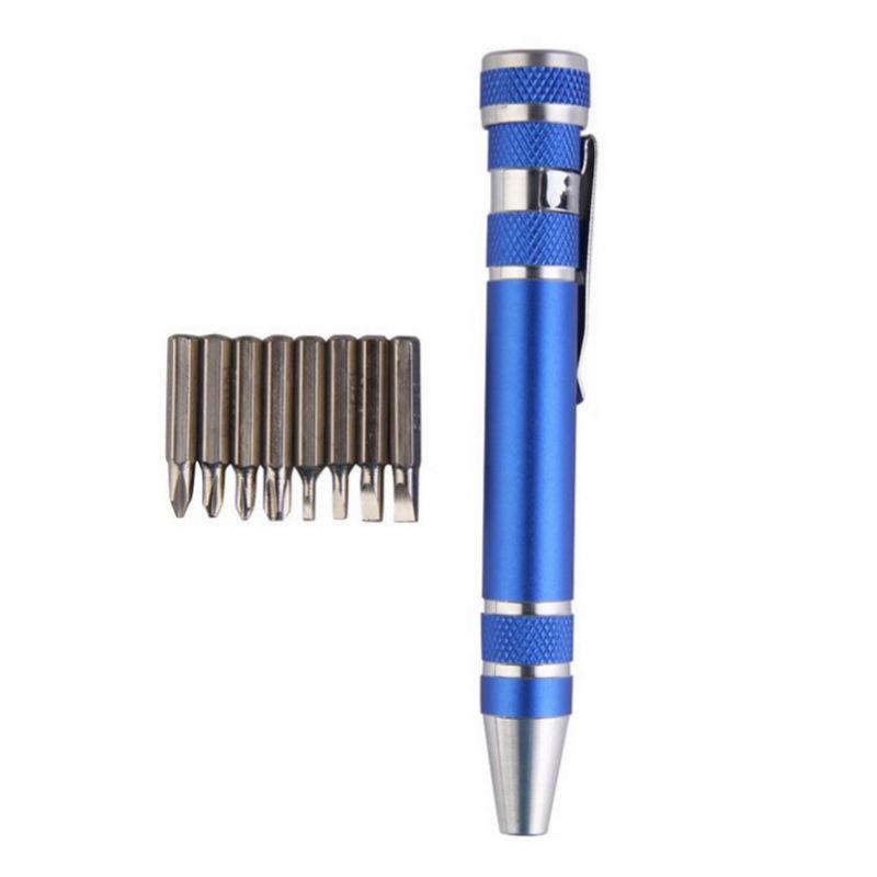 

1SET 8 In 1 Multitool Pen Screwdriver Mini Set Handy Tool, Magnetic Portable Screwdriver for Repairing Installing Hand Tool синий