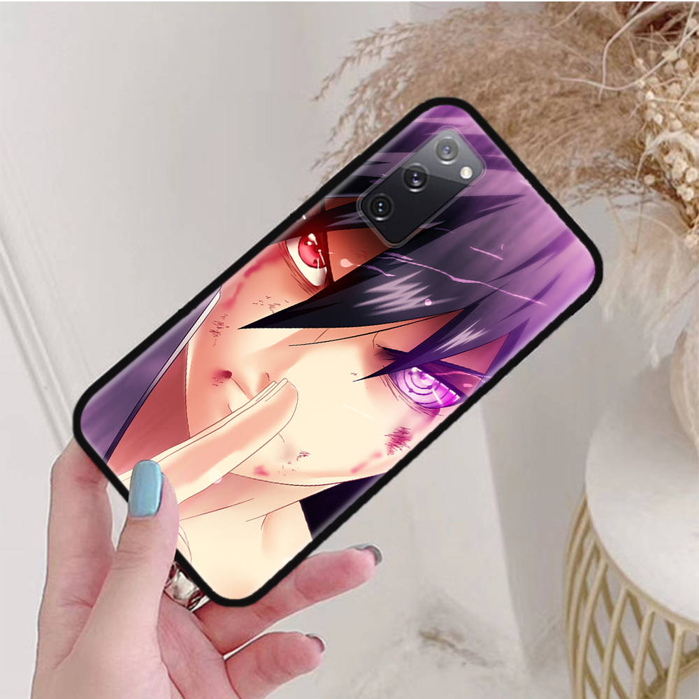 Black Case for iPhone 16 15 Plus 14 13 12 11 Pro 8 6 SE XR XS Max P30 Nova 5T Y5P Y6 Y7 Y8P Y9 Realme C30 C33 C31 W-80 Naruto Uchiha Sasuke