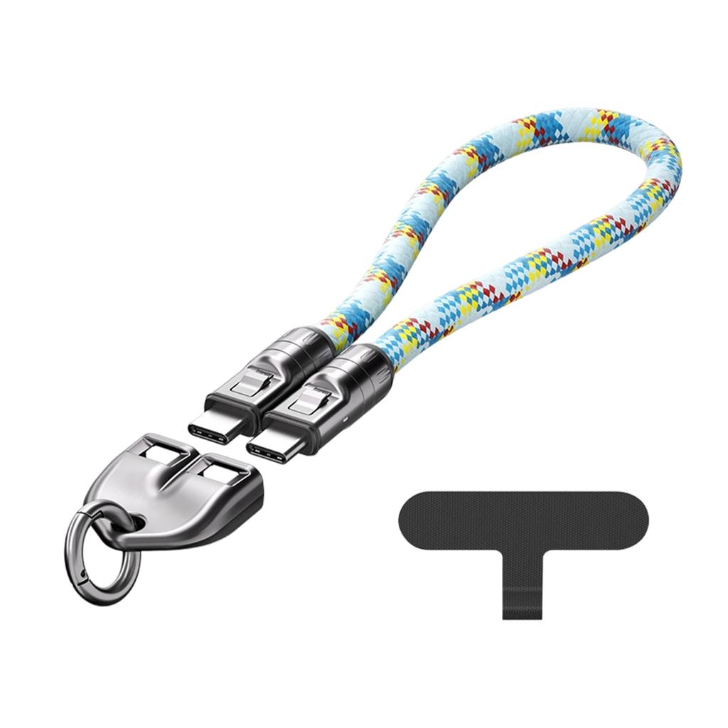 C To C 240W Charging Cable With Wearable Bracelet Design,2 In 1 Cell Phone Lanyard 5A Fast Charging Data Cable, 480Mbps Data Transfer USB C Cable Cell