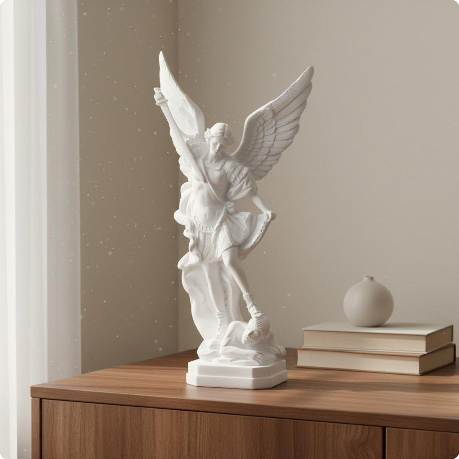 Archangel Classic Statue Pure White Sculpture Resin Angel