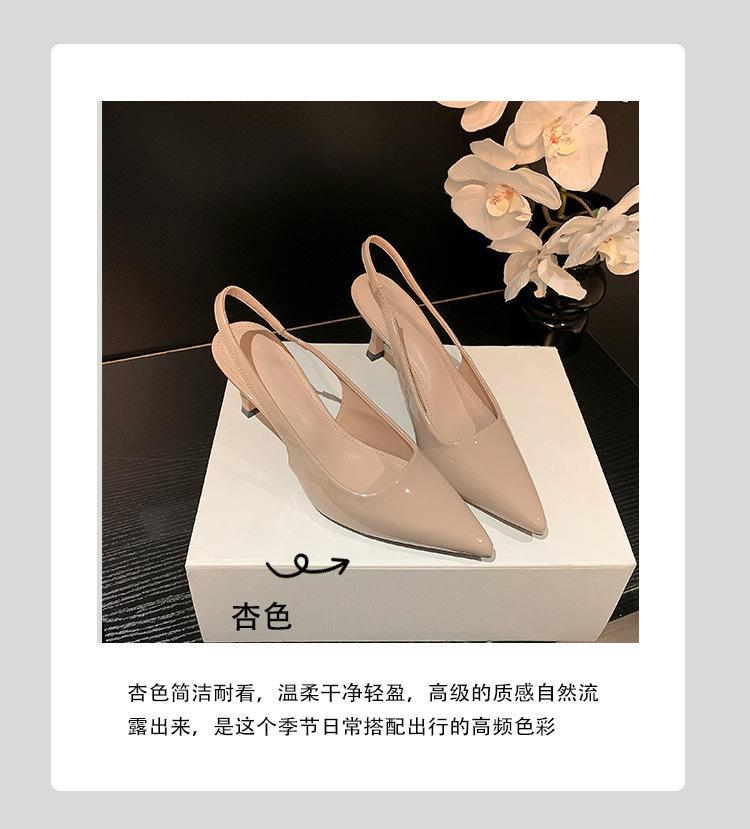 2025 spring and summer daughter temperament pointed head shallow mouth empty high heels leopard print women's single shoes bag head sandals 6cm shoes