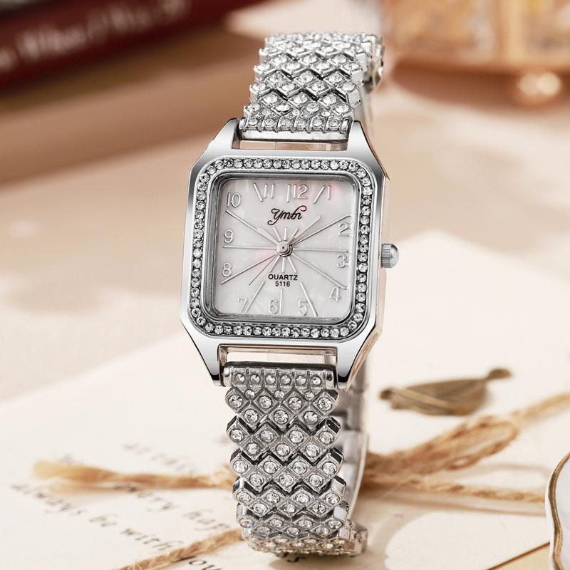 

Женские квадратные часы со стразами, ремешок из сплава, кварцевые наручные часы, женские часы-браслет для вечеринки