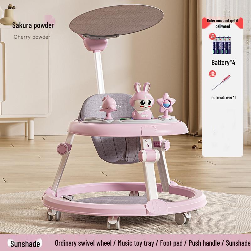 Multifunctional Baby Walker with Music, Lightweight & Foldable for 6-18 Months, Anti-Rollover Design