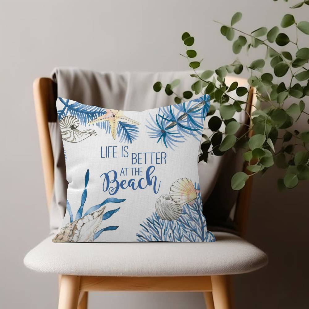 Ocean theme Pillow Case Home Doublesided Printing Short Plush Colorfast Microfiber Cushion Cover