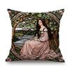 Renaissance Pre-Raphaelitism William Morris Round Stained Glass Window Elegant Lady Girl Decoration Pillow Case Cushion Cover