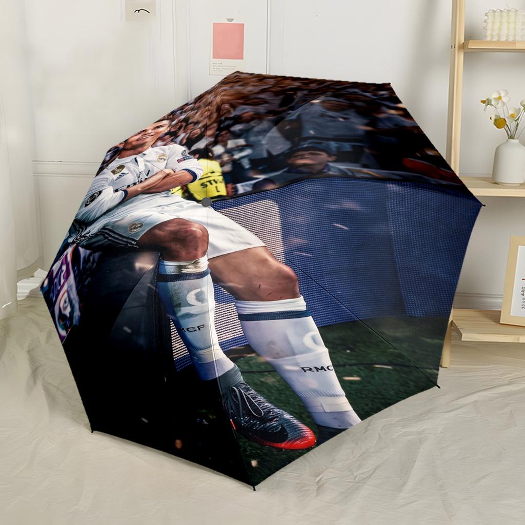 Ronaldo's Juventus Journey Outdoor Automatic Umbrella Retractable Design with 8-Rib Durability Lightweight All-Season Use Fashionable
