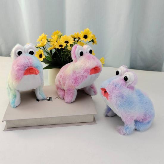 Electric Plush Frog Toy with Sound Movable Tongue Interactive Walking Animal Plushie Musical Stuffed Doll Kids Boys Girls Birthday Gift