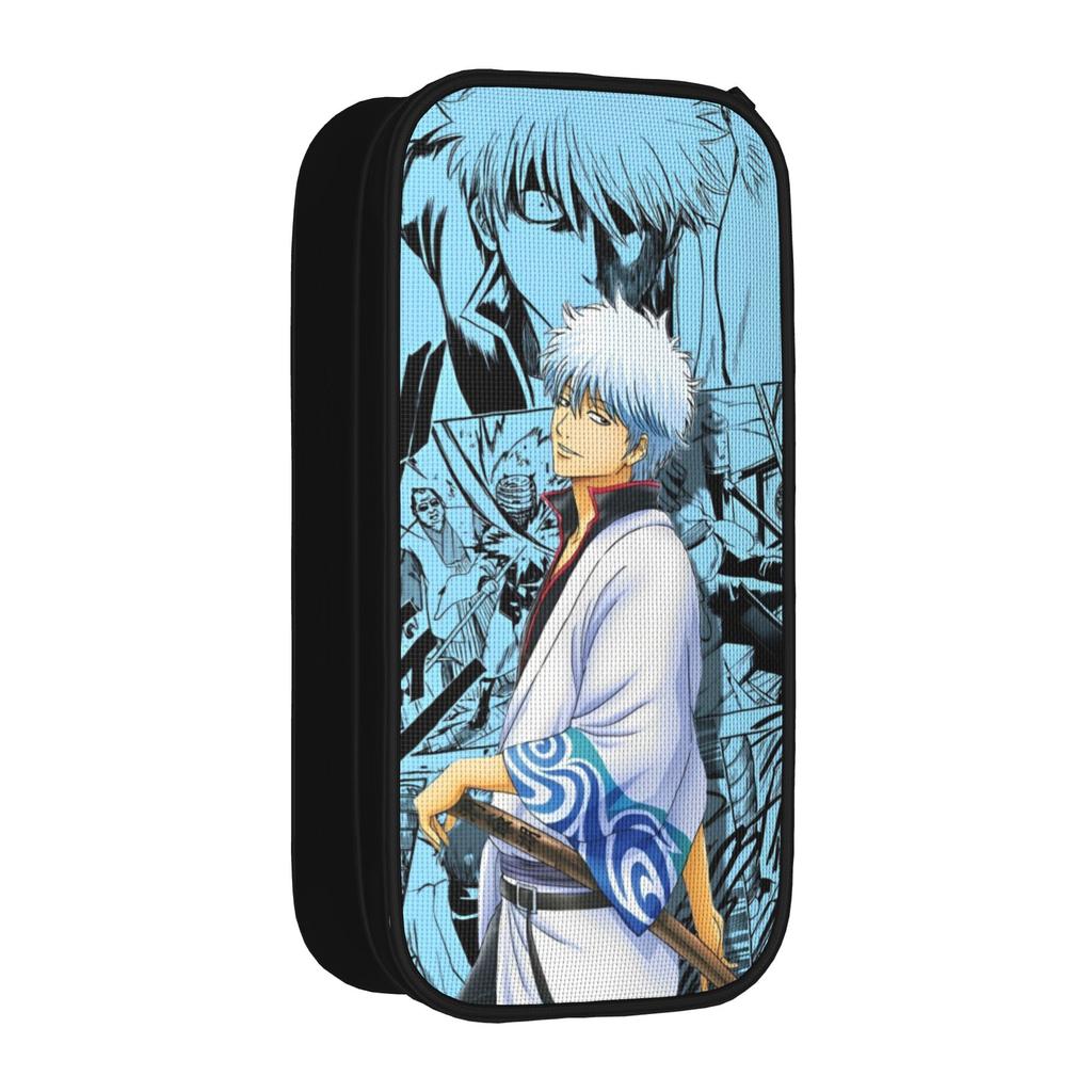 Gintamas Samurai Science Fiction Pencil Case Classic Cartoon Pen Holder Bag Large Storage Students School Zipper Pencilcases