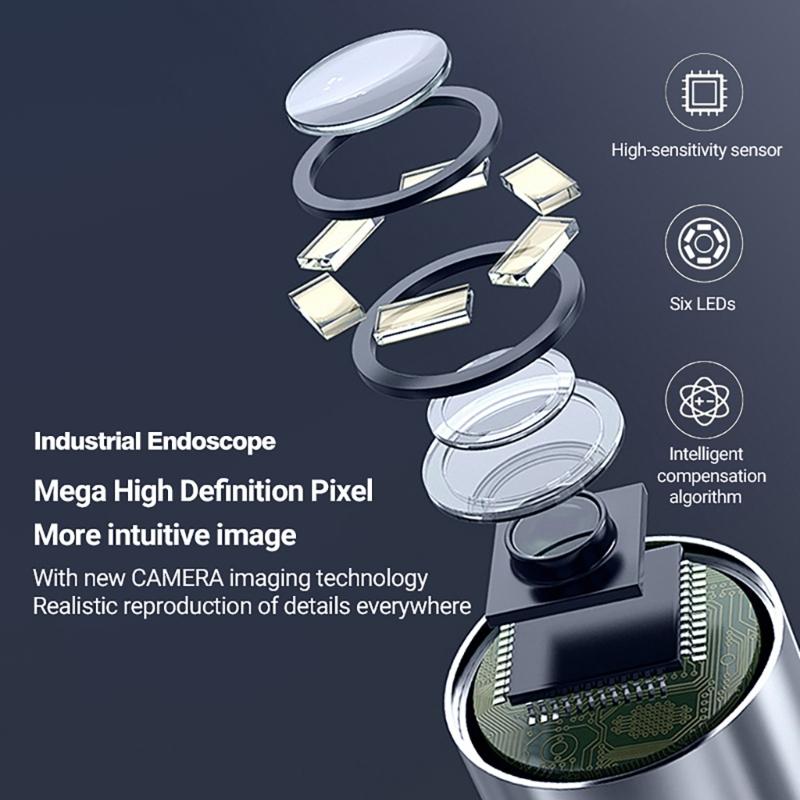 Industrial Endoscope With 1080P Clear Imaging And Complete Turn For Pipe Inspection And Home Maintenance
