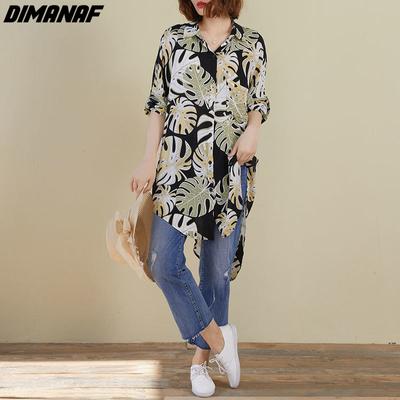 DIMANAF femmes Blouse chemises printemps été montre de sport tunique surdimensionné lin Vintage léopard ample décontracté 2021 à manches longues corée