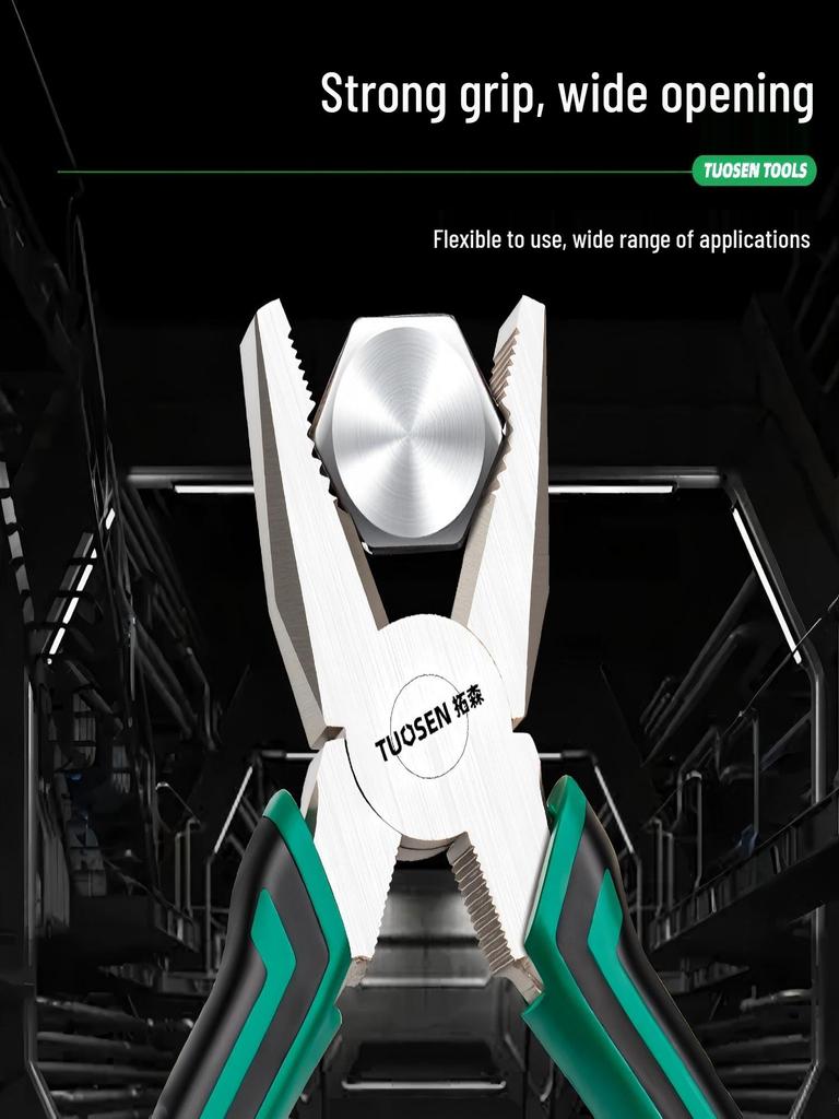 Tuosen Multi-Functional Nickel-Iron Pliers: 6-inch & 8-inch Angled Jaw Wire Cutters for Electricians