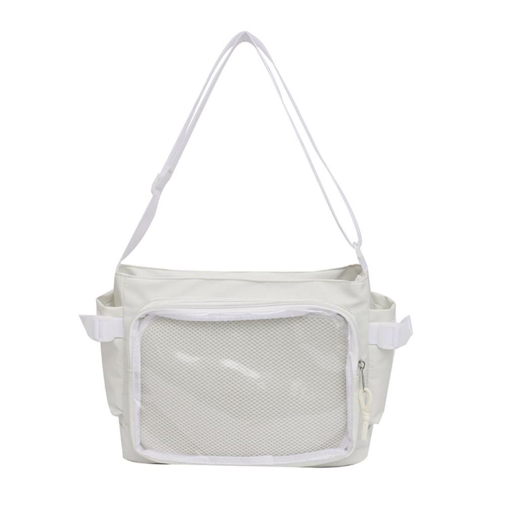 Clear Transparent Pocket Itabag PVC Crossbody Bag Simple Badge Display Shoulder Bag JK белый